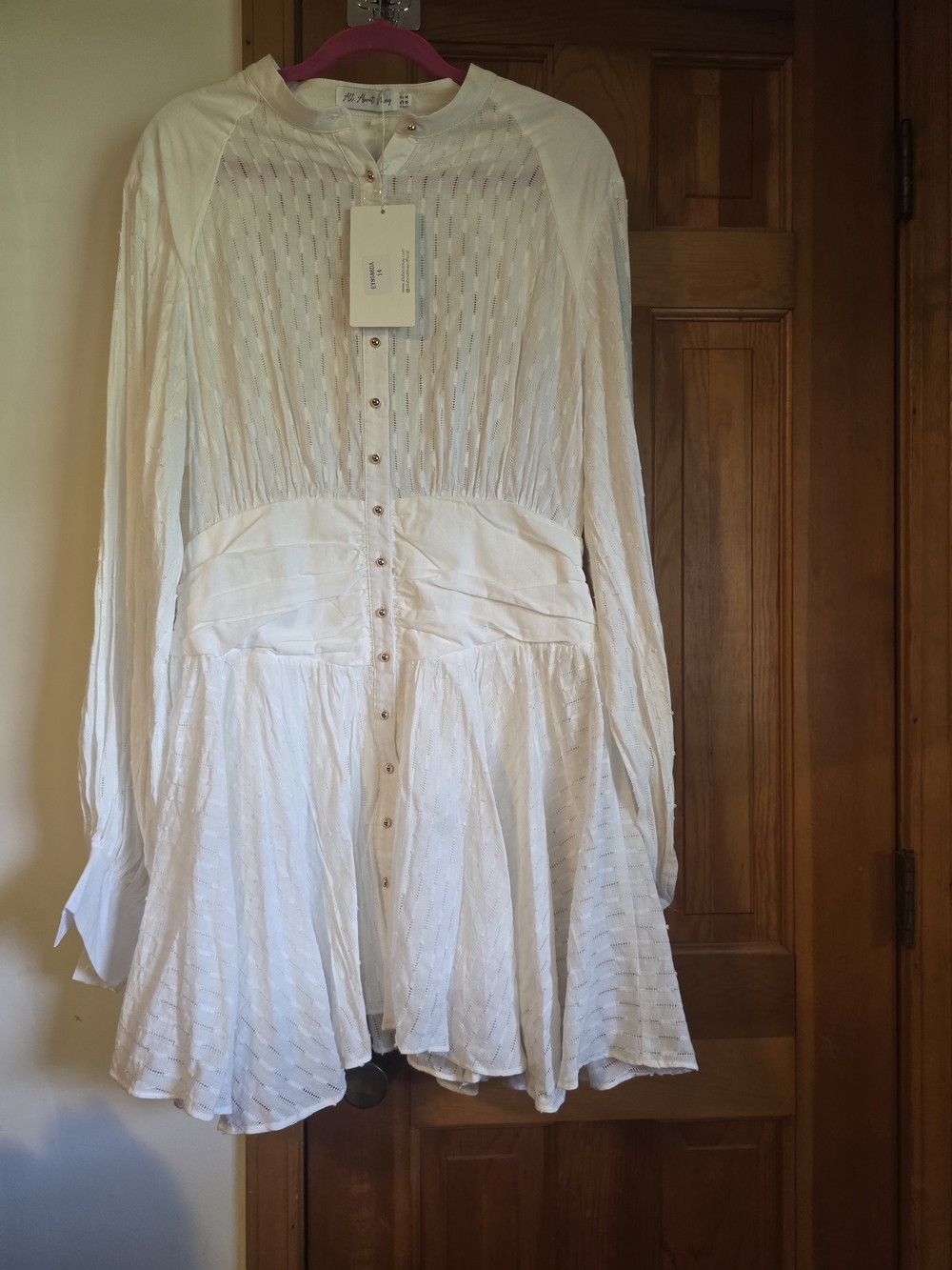 All About May NWT White Textured Button-Front Tunic Dress - Picture 12 of 16